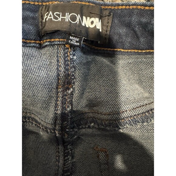 Fashion Nova Wide Leg Cuffed Dark Wash Jeans Madewell Emmett Dupe Size 5 Hi Rise - Picture 5 of 8